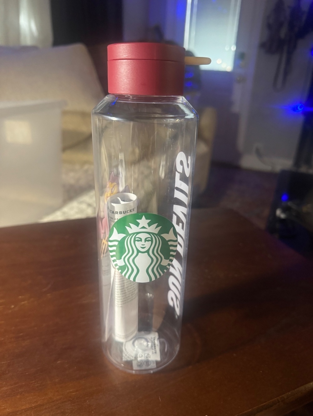 Starbucks clear plastic water bottle & red lid NWT’s
